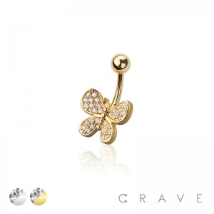 316L SURGICAL STEEL MULTI CZ BUTTERFLY NON DANGLE BELLY BUTTON NAVEL RING 